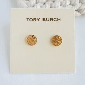 Tory Burch Miller Gold Logo Circle Stud Earrings